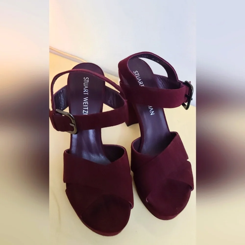 Stuart Weitzman Burgundy Highheel size 6.5 - Picture 2 of 7